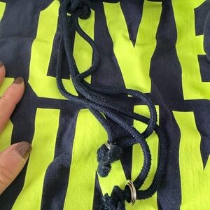 Navy and Neon Yellow Drawstring Bag by Victoria secret